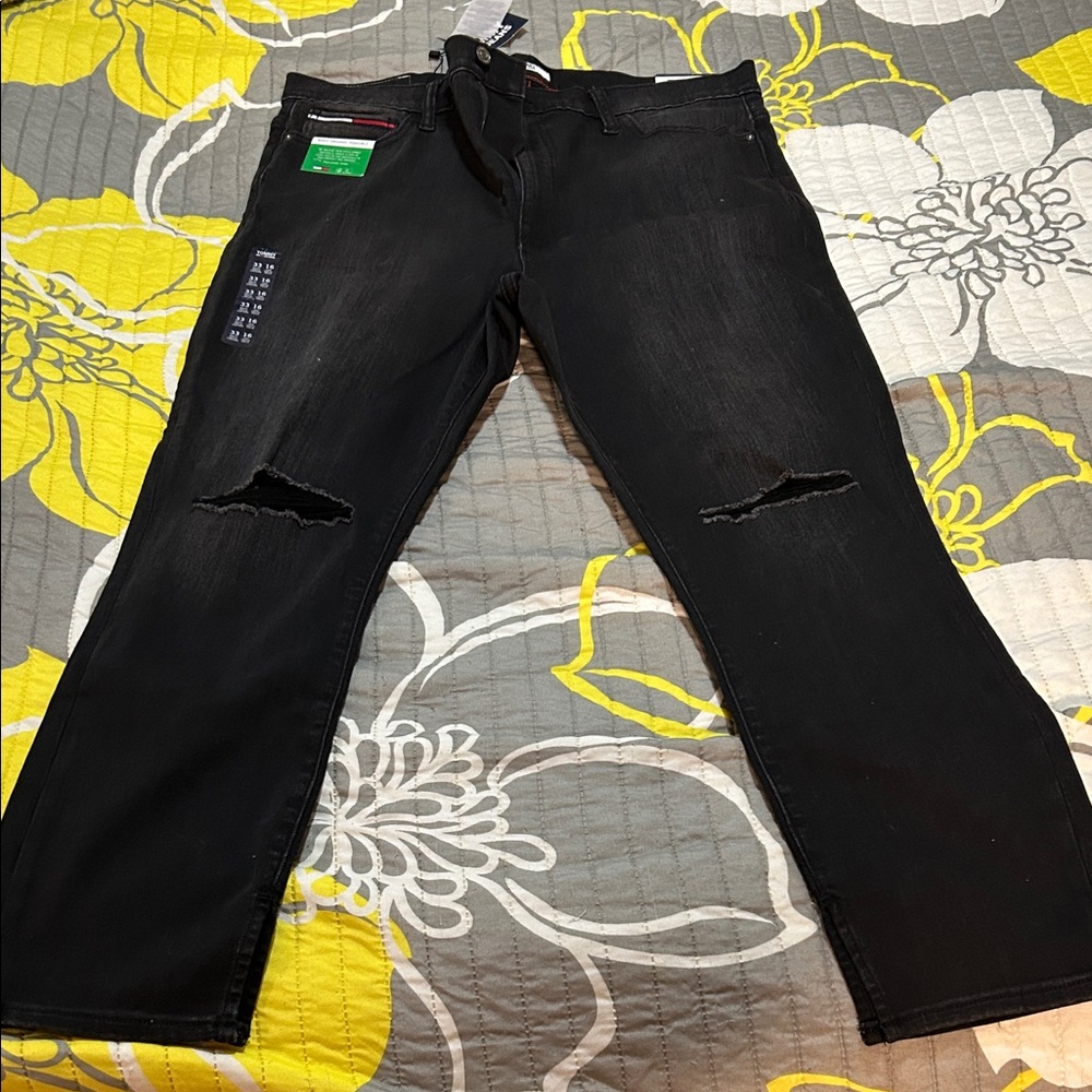 Tommy Hilfiger Women's High Rise Black Distressed Jeans
